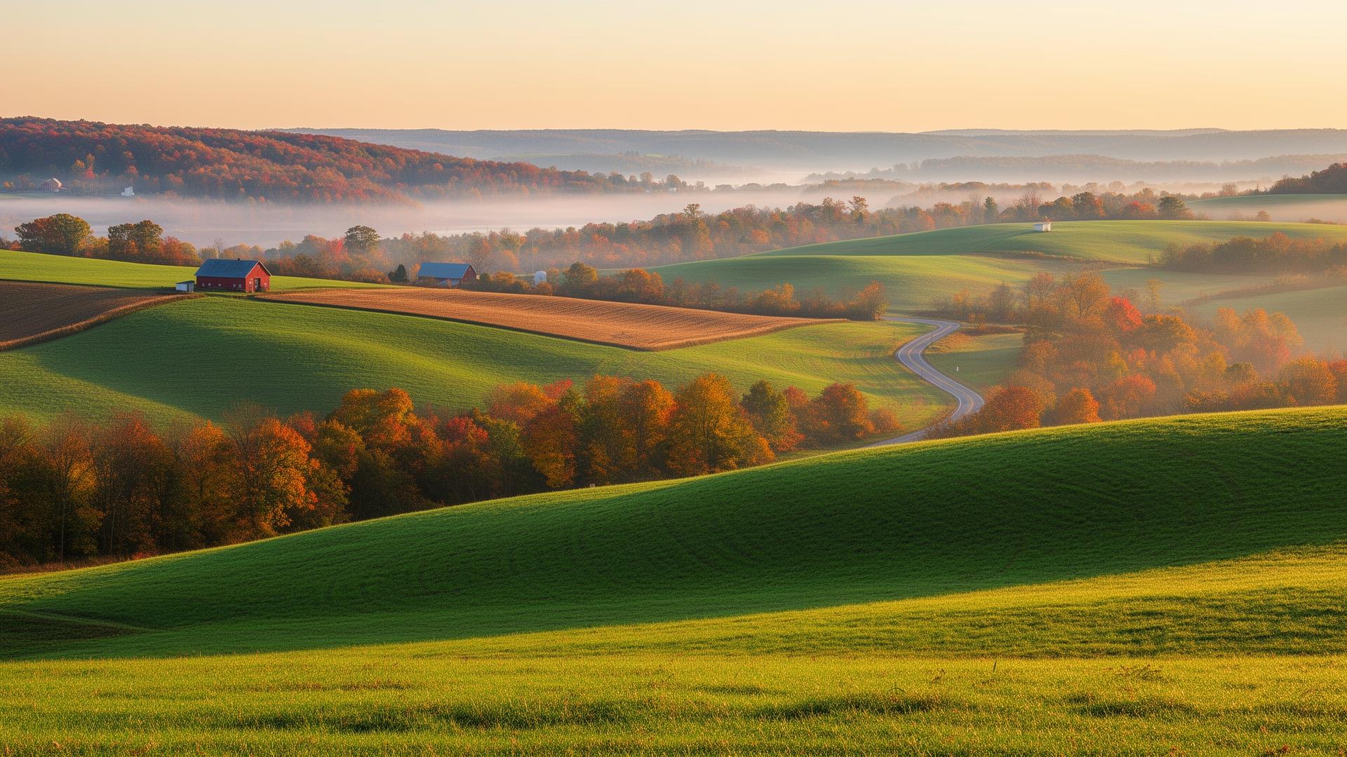 The Finger Lakes region of upstate New York at sunrise